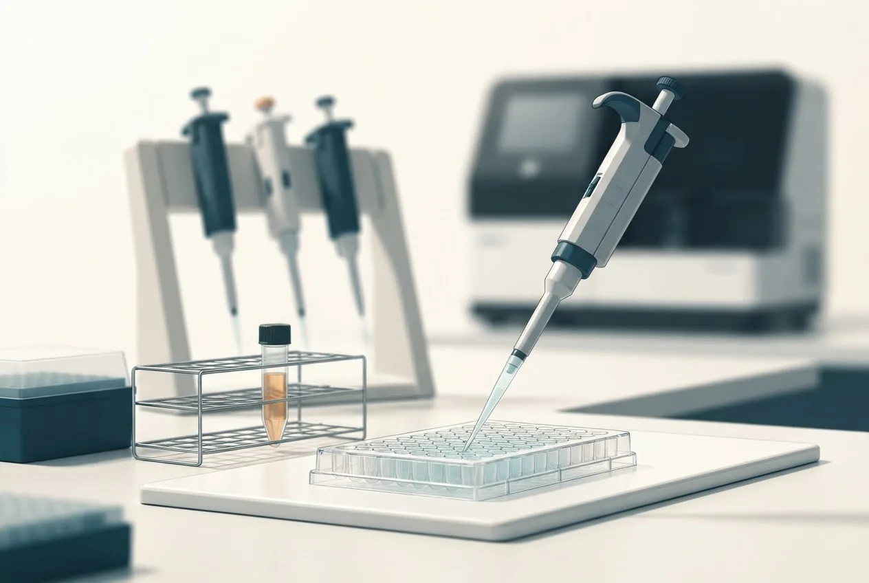 Laboratory illustration of diagnostic testing equipment for pcr diagnostics and antibody titer interpretation for leptospirosis in dogs