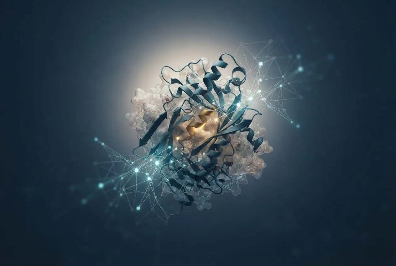 Abstract computational biology visualization of protein structures related to phylodynamic inference of outbreak transmission trees