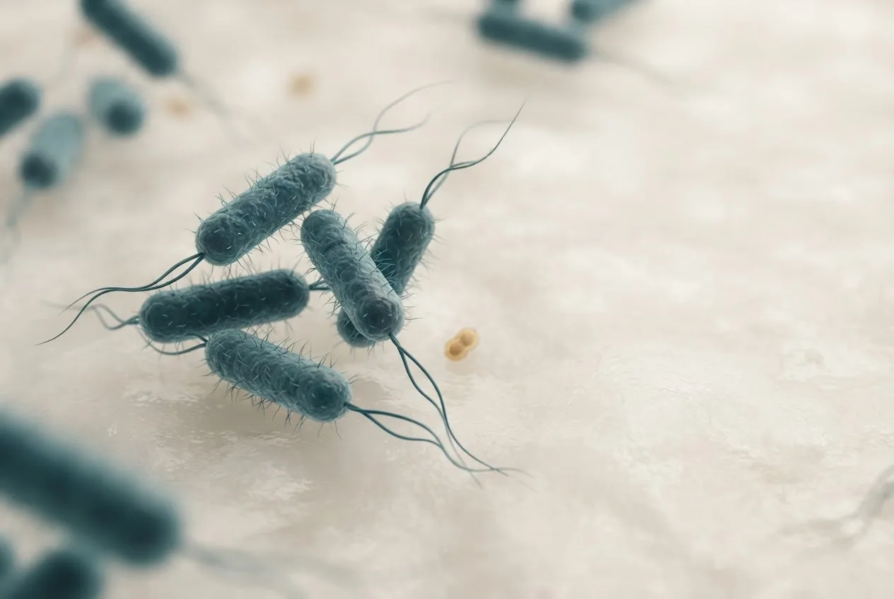 Microscopy-style illustration of riemerella anatipestifer bacteria showing cell morphology