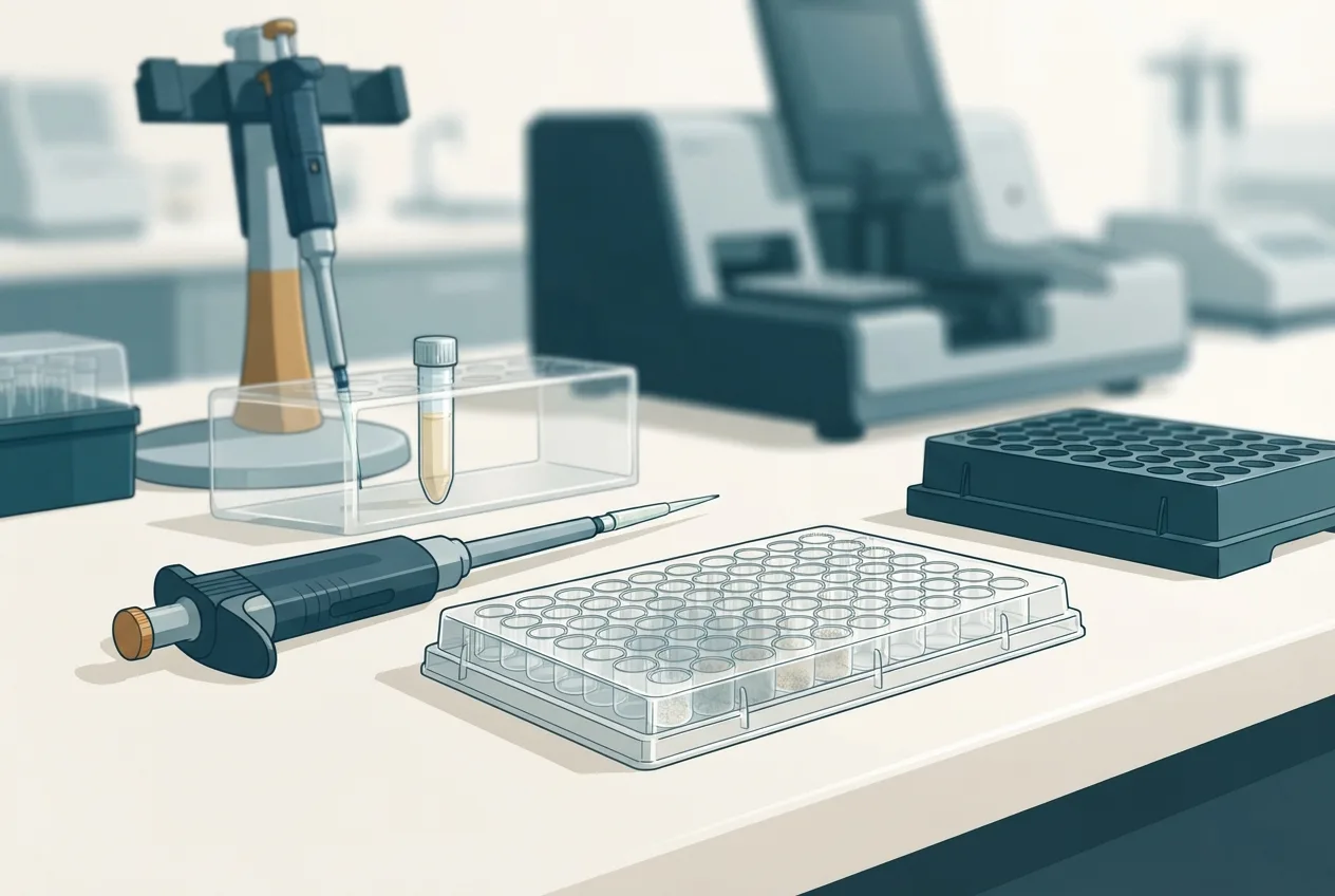 Laboratory illustration of diagnostic testing equipment for serological diagnosis of leptospirosis by microscopic agglutination test