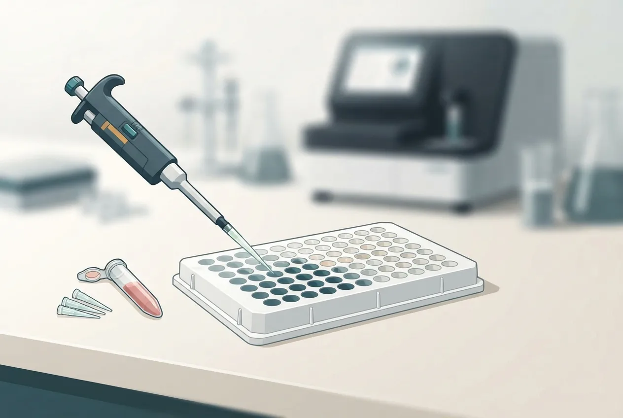 Laboratory illustration of diagnostic testing equipment for serological assay sensitivity for feline leukemia virus (felv) in progressive vs. regressive infections