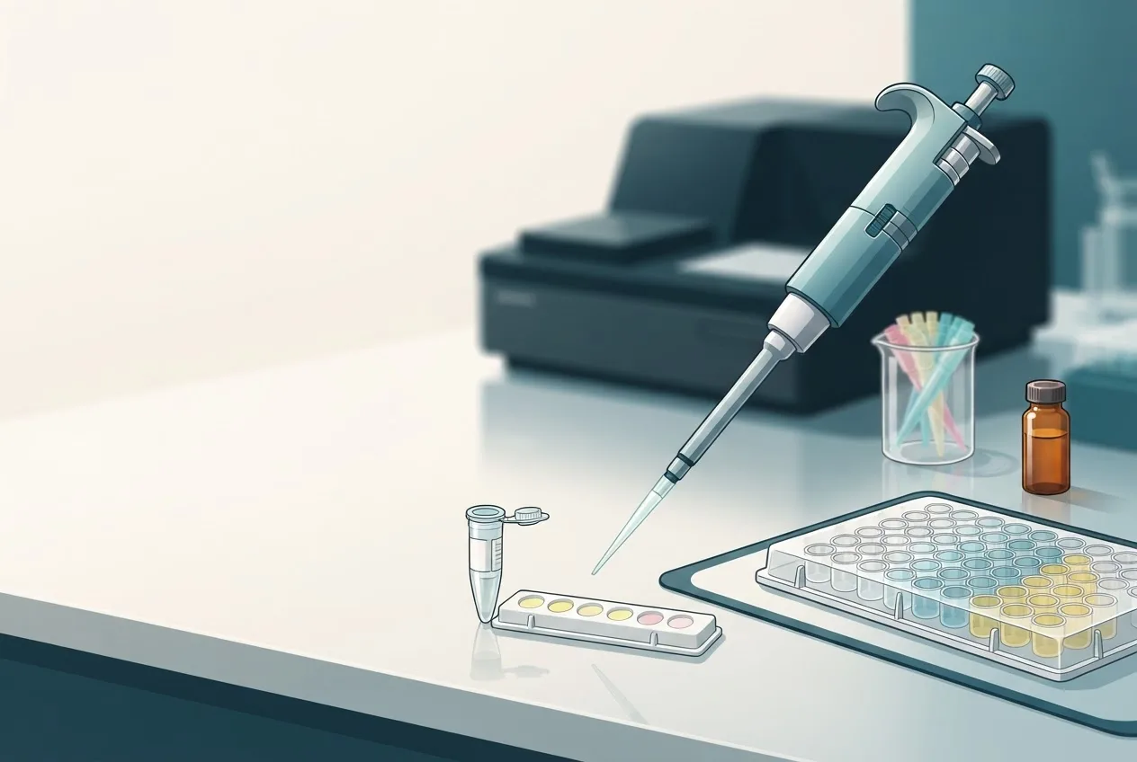 Laboratory illustration of diagnostic testing equipment for snap tests versus lab elisa for feline retrovirus screening