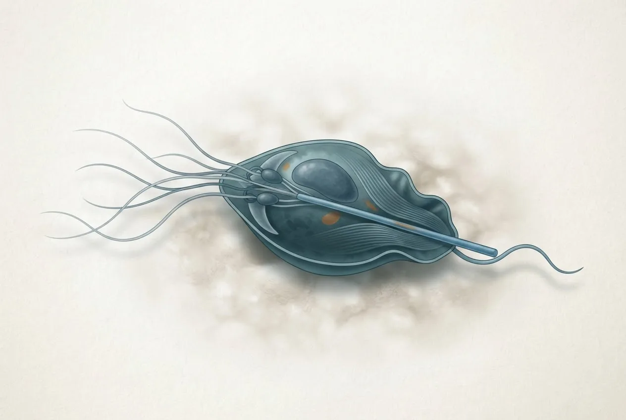 Scientific illustration of the tritrichomonas foetus (feline) parasite life stage
