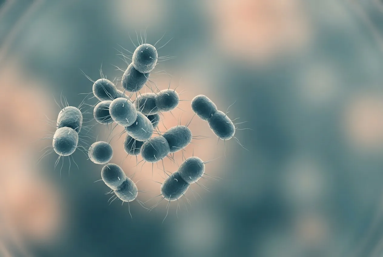 Microscopy-style illustration of trueperella pyogenes bacteria showing cell morphology