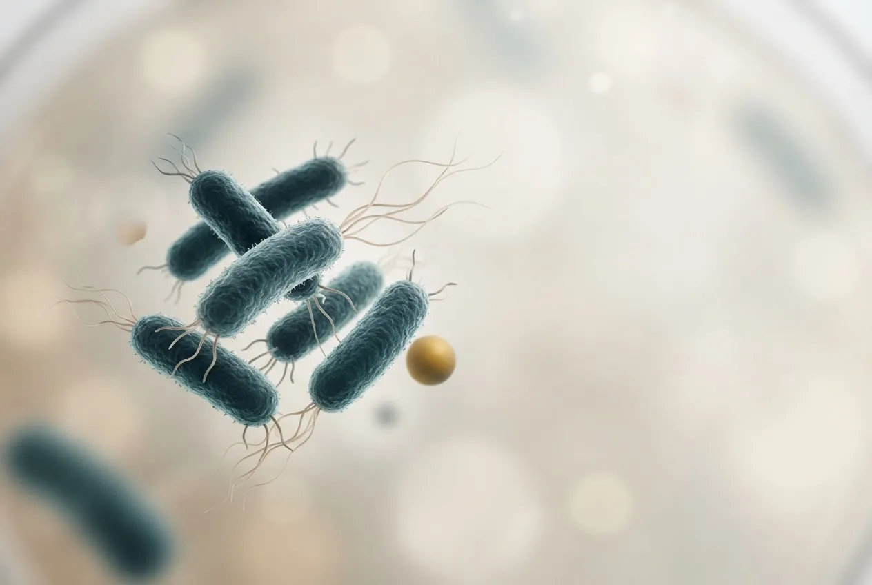 Microscopy-style illustration of yersinia ruckeri (enteric redmouth) bacteria showing cell morphology